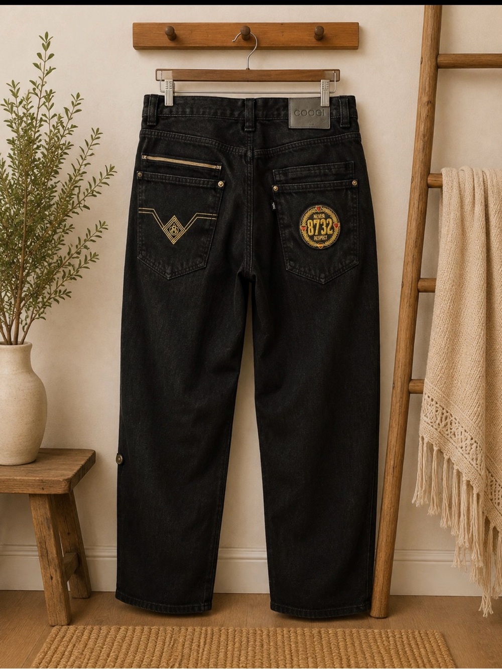 Eight732  black denim jeans w42 inseam 34